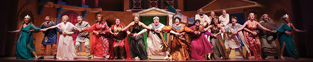 Banner featuring a photo from "A Funny Thing Happened on the Way to the Forum."
