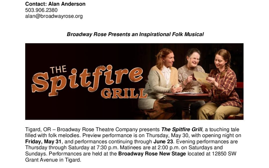 PR 2024 Spitfire Grill | Broadway Rose Theatre Company