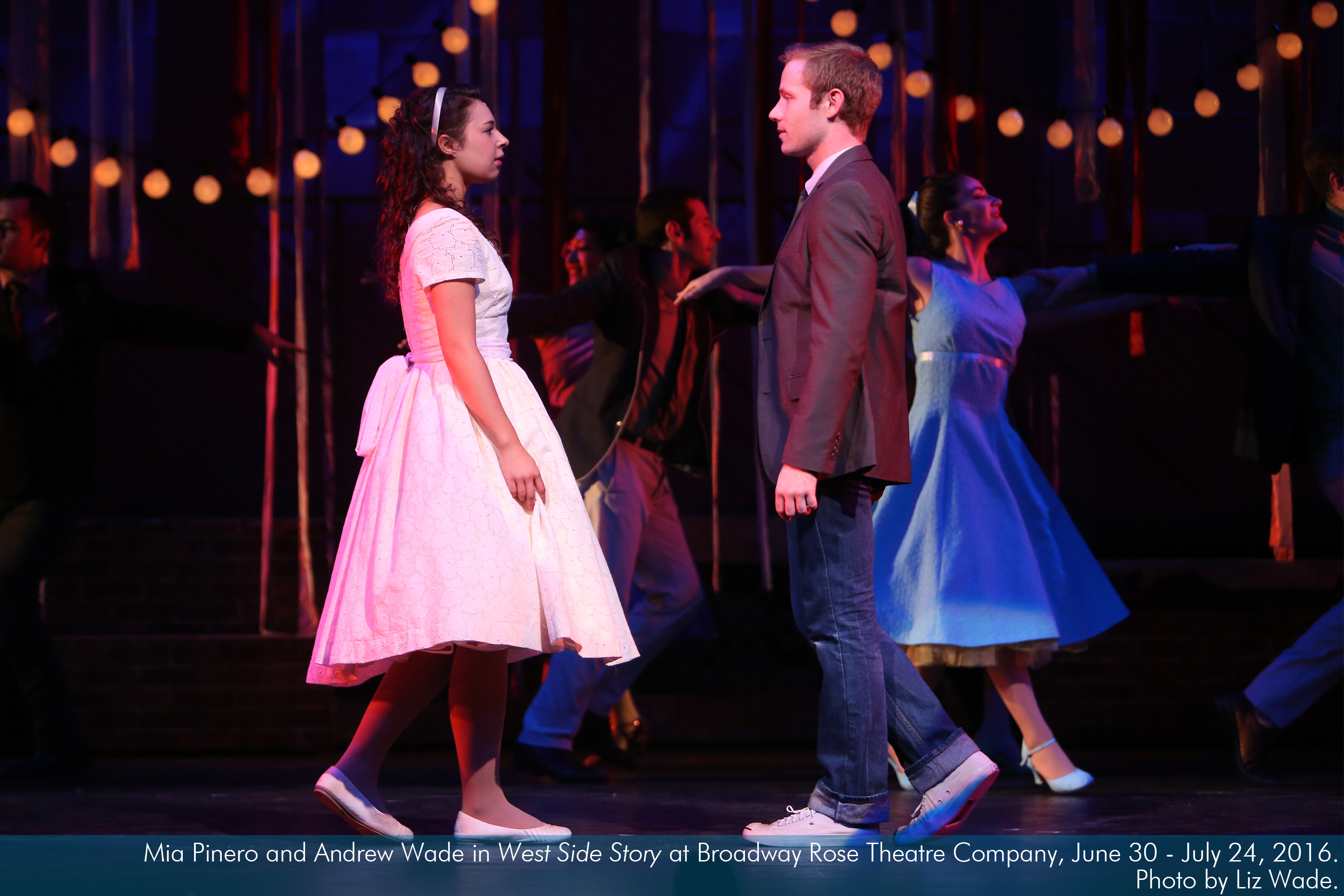 Mia Pinero and Andrew Wade in West Side Story at Broadway Rose Theatre Company. Photo by Liz Wade.