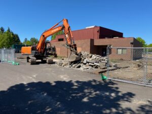 Photo of construction on the new Broadway Rose Theatre