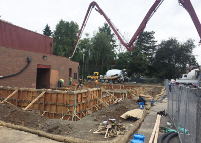 Photo of construction on the new Broadway Rose Theatre