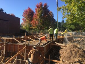 Photo of construction on the new Broadway Rose Theatre