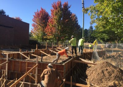 Photo of construction on the new Broadway Rose Theatre