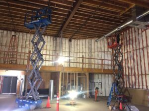 Photo of construction on the new Broadway Rose Theatre