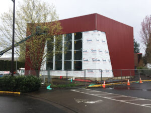 Photo of construction on the new Broadway Rose Theatre
