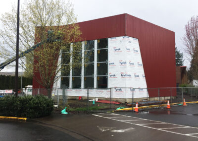 Photo of construction on the new Broadway Rose Theatre