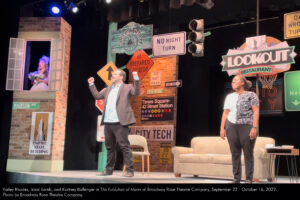 Production Photo - The Evolution of Mann. Kailey Rhodes, Isaac Lamb, and Kortney Ballenger.
