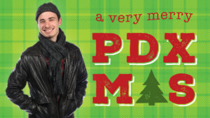 Logo for A Very Merry PDX-mas featuring a photo of Richie Stone