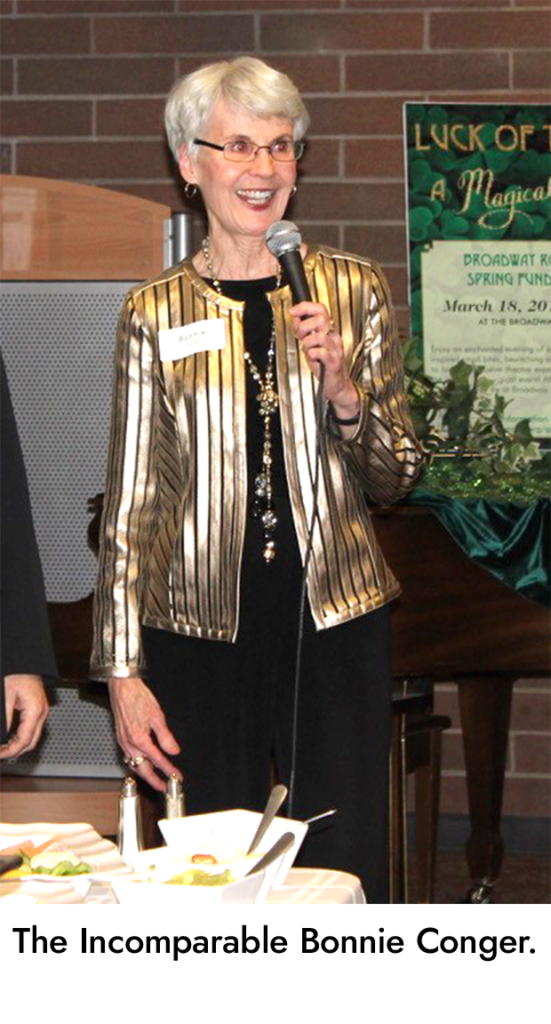 Bonnie Conger at a Broadway Rose Gala.