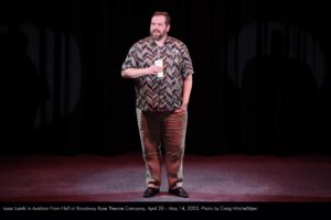 Isaac Lamb in Audition From Hell at Broadway Rose Theatre Company. April 20 through May 14, 2023. Photo by Craig Mitchelldyer