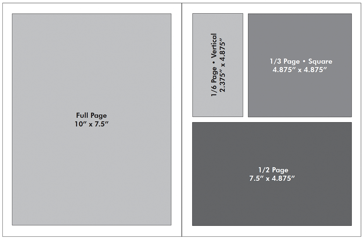 Ad Sales size chart. Download the Ad Size and Rate chart PDF below for a reader-friendly version.