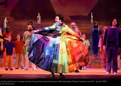 Alex Foufos and the cast of Joseph and the Amazing Technicolor Dreamcoat at Broadway Rose Theatre Company, June 29 - July 23, 2023. Photo by Howard Lao.