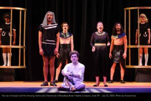 The cast of Joseph and the Amazing Technicolor Dreamcoat at Broadway Rose Theatre Company, June 29 - July 23, 2023. Photo by Howard Lao.