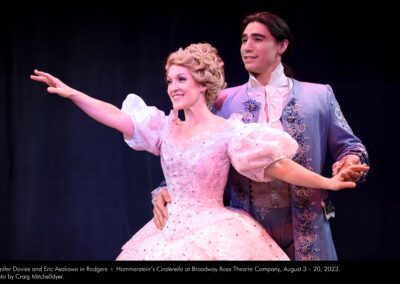 Jennifer Davies and Eric Asakawa in Rodgers + Hammerstein's Cinderella at Broadway Rose Theatre Company, August 3 - 20, 2023. Photo by Craig Mitchelldyer.