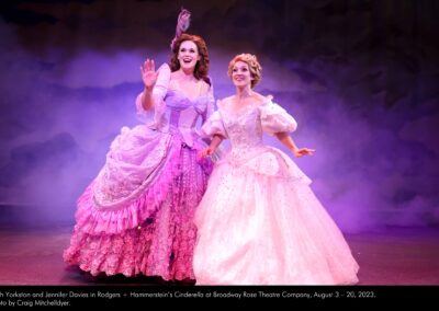 Leah Yorkston and Jennifer Davies in Rodgers + Hammerstein's Cinderella at Broadway Rose Theatre Company, August 3 - 20, 2023. Photo by Craig Mitchelldyer.