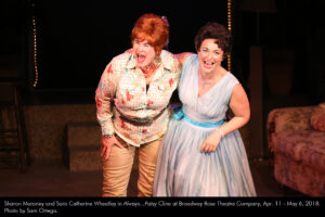 Sharon Maroney and Sara Catherine Wheatley in Always...Patsy Cline at Broadway Rose Theatre Company, Apr. 11 - May 6, 2018. Photo by Sam Ortega.