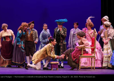 The cast of Rodgers and Hammerstein's Cinderella at Broadway Rose Theatre Company, August 3 - 20, 2023. Photo by Howard Lao.
