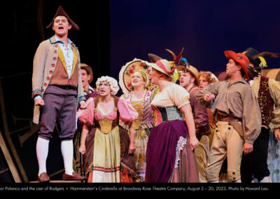 Victor Polanco and the cast of Rodgers and Hammerstein's Cinderella at Broadway Rose Theatre Company, August 3 - 20, 2023. Photo by Howard Lao.