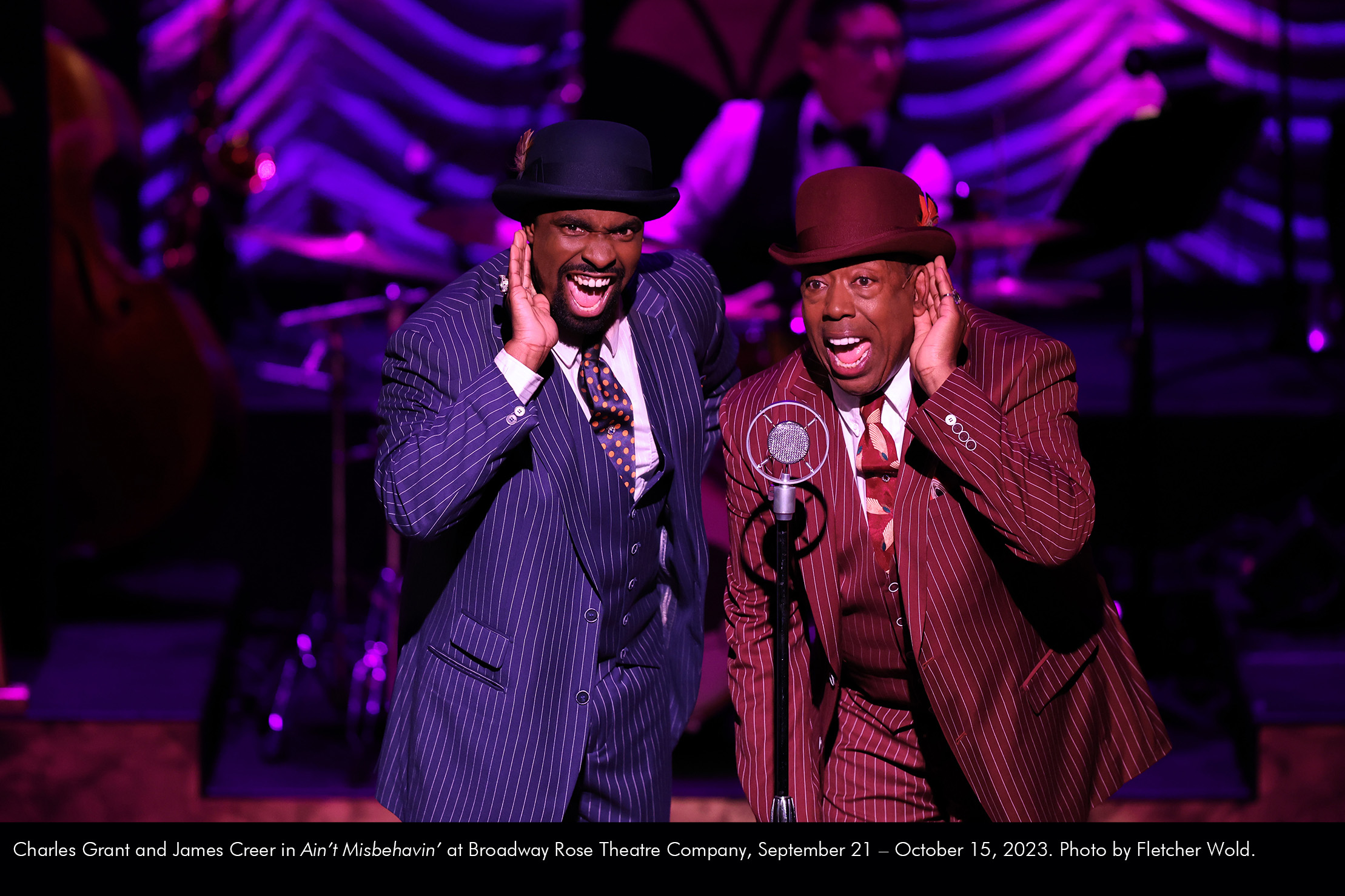 Charles Grant and James Creer in Ain't Misbehavin' at Broadway Rose Theatre Company, September 21 - October 15, 2023. Photo by Fletcher Wold.