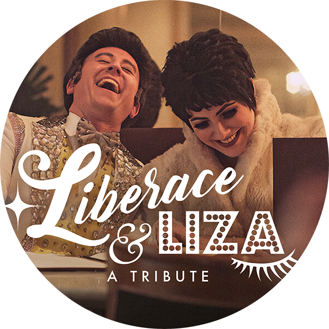 Photo of David Saffert and Jillian Snow as Liberace and Liza Minelli.
