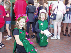 Photo of Allison Burke and another girl in the 2003 Broadway Rose children's production of Beauty and the Beast.