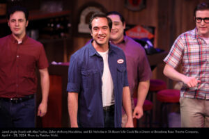 Alex Foufos, Jared Lingle, Dylan Anthony Macabitas, and Eli Nicholas in Sh-Boom! Life Could Be a Dream at Broadway Rose Theatre Company, April 4 - 28, 2024. Photo by Fletcher Wold.