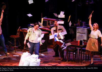 Malia Tippets, Sharon Maroney, Dave Cole, and Danielle Valentine in The Spitfire Grill at Broadway Rose Theatre Company, May 30 - June 23, 2024. Photo by Fletcher Wold.