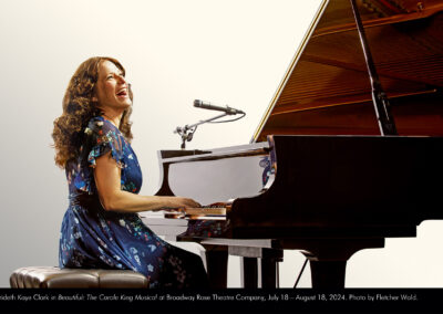 Merideth Kaye Clark in Beautiful: The Carole King Musical at Broadway Rose Theatre Company, July 18 – August 18, 2024. Photo by Fletcher Wold.