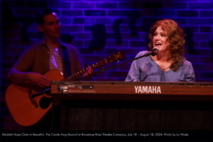 Merideth Kaye Clark in Beautiful: The Carole King Musical at Broadway Rose Theatre Company, July 18 – August 18, 2024. Photo by Liz Wade.