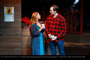 Erin Tamblyn and Nick Serrone in Five Golden Rings at Broadway Rose Theatre Company, November 27 - December 22, 2024. Photo by Fletcher Wold.