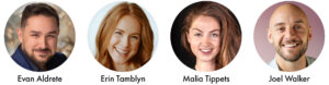 Photos of the Gala cast, including Evan Aldrete, Erin Tamblyn, Malia Tippets, and Joel Walker.