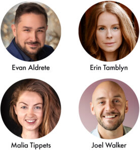 Photos of the Gala cast, including Evan Aldrete, Erin Tamblyn, Malia Tippets, and Joel Walker.