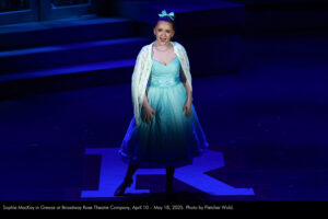 Sophie MacKay in Grease at Broadway Rose Theatre Company, April 10 – May 18, 2025. Photo by Fletcher Wold.