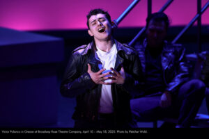Victor Polanco in Grease at Broadway Rose Theatre Company, April 10 – May 18, 2025. Photo by Fletcher Wold.