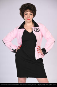 Melissa Gale in Grease at Broadway Rose Theatre Company, April 10 – May 18, 2025. Photo by Naji Saker.