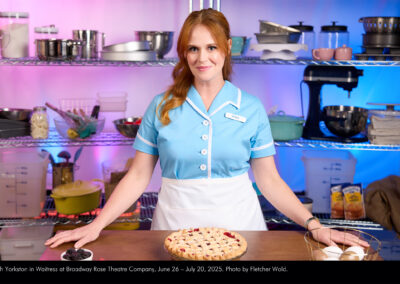 Leah Yorkston in Waitress at Broadway Rose Theatre Company, June 26 – July 20, 2025. Photo by Fletcher Wold.