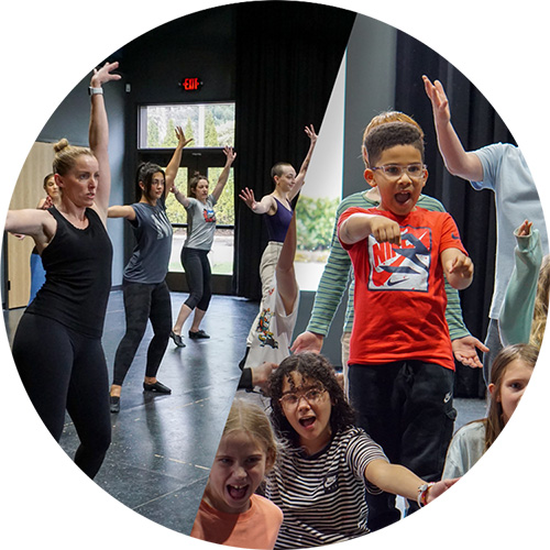 Fall classes enrolling now! Photos from an adult dance class and a kids workshop, showing the range of classes we offer.
