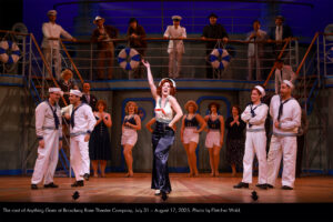 The cast of Anything Goes at Broadway Rose Theatre Company, July 31 - August 17, 2025. Photo by Fletcher Wold.