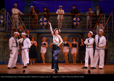 The cast of Anything Goes at Broadway Rose Theatre Company, July 31 - August 17, 2025. Photo by Fletcher Wold.