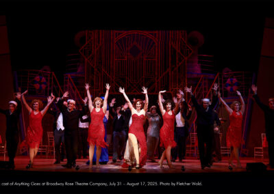 The cast of Anything Goes at Broadway Rose Theatre Company, July 31 - August 17, 2025. Photo by Fletcher Wold.
