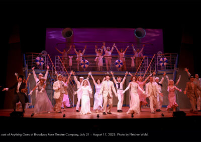 The cast of Anything Goes at Broadway Rose Theatre Company, July 31 - August 17, 2025. Photo by Fletcher Wold.