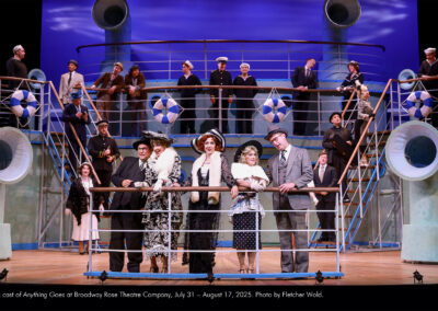 The cast of Anything Goes at Broadway Rose Theatre Company, July 31 - August 17, 2025. Photo by Fletcher Wold.