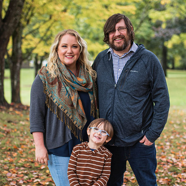 Photo of Todd and Chelsie's family on a beautiful fall day.