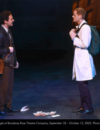 Alex Foufos and Collin Carver in Triangle at Broadway Rose Theatre Company, September 18 - October 12, 2025. Photo by Fletcher Wold.