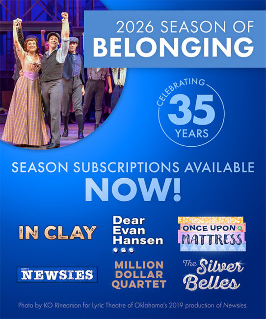 A banner that reads 2026 season subscriptions available now. Click here for ticket and subscription options.