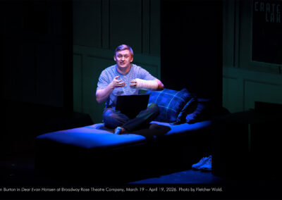 Ryan Burton in Dear Evan Hansen at Broadway Rose Theatre Company, March 19 - April 19, 2026. Photo by Fletcher Wold.