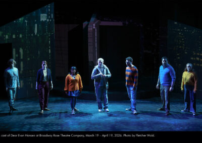 The cast of Dear Evan Hansen at Broadway Rose Theatre Company, March 19 - April 19, 2026. Photo by Fletcher Wold.