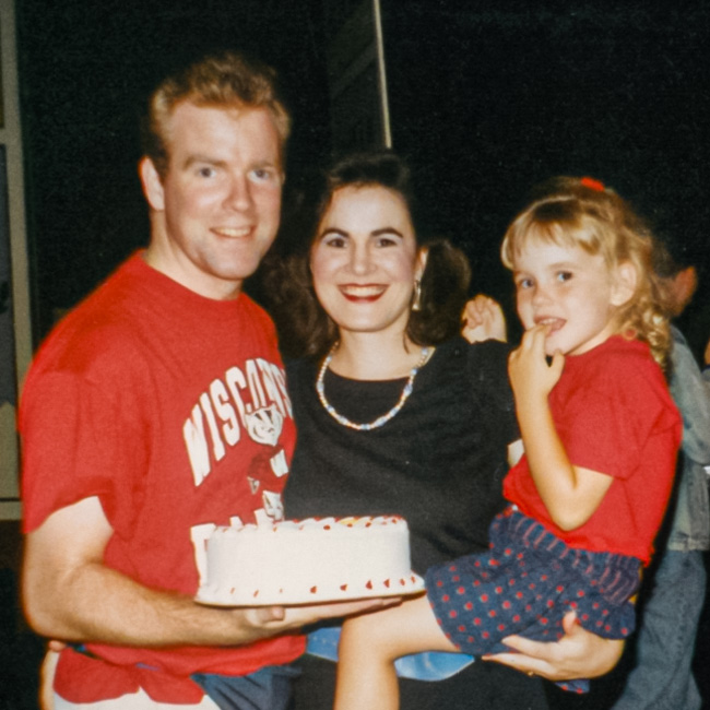 A photo of Dan Murphy, Sharon Maroney, and their daughter all together back in the early 1990s.