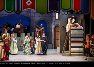 The cast of Once Upon a Mattress at Broadway Rose Theatre Company, May 21 - June 21, 2026. Photo by Liz Wade.