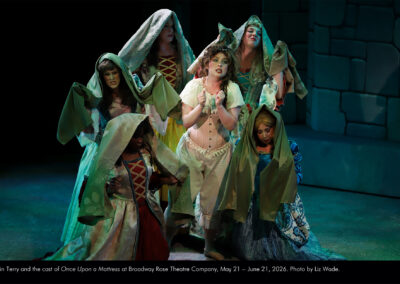 Karin Terry and the cast of Once Upon a Mattress at Broadway Rose Theatre Company, May 21 - June 21, 2026. Photo by Liz Wade.